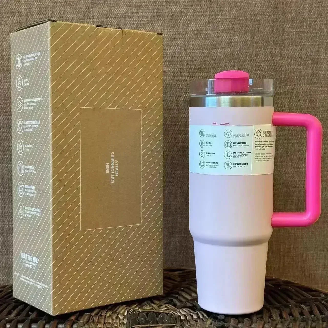 Hemasa 40oz Tumbler FlowState Straw Lid Stainless Steel Vacuum Insulated Car Mug /Double Wall Thermal Iced Travel Cup bottle