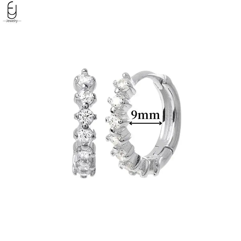 Hemasa 925 Sterling Silver Ear Buckles Fashion Hoop Earrings /White Crystal Luxury Women's Earrings Wedding Women's Jewelry Premium Gift