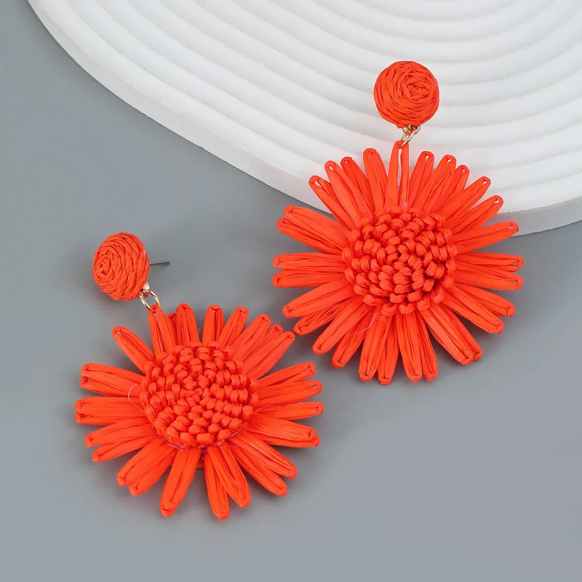 New Handmade Weave Sun Flower Raffia Earrings for Women Girls Fashion Holiday Party Jewelry Brincos Gifts Jewelry Wholesale