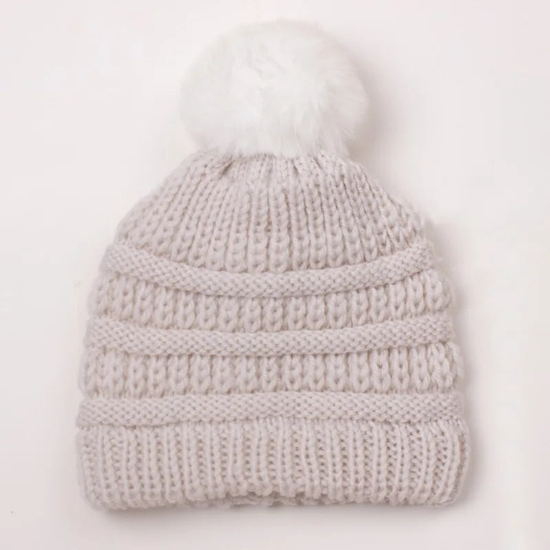 Autumn Winter Baby Hat for Girls Beanie Bonnet Kids Cute Pompoms Knit Hats Solid Newborn Accessories Warmer Stuff Toddler Cap