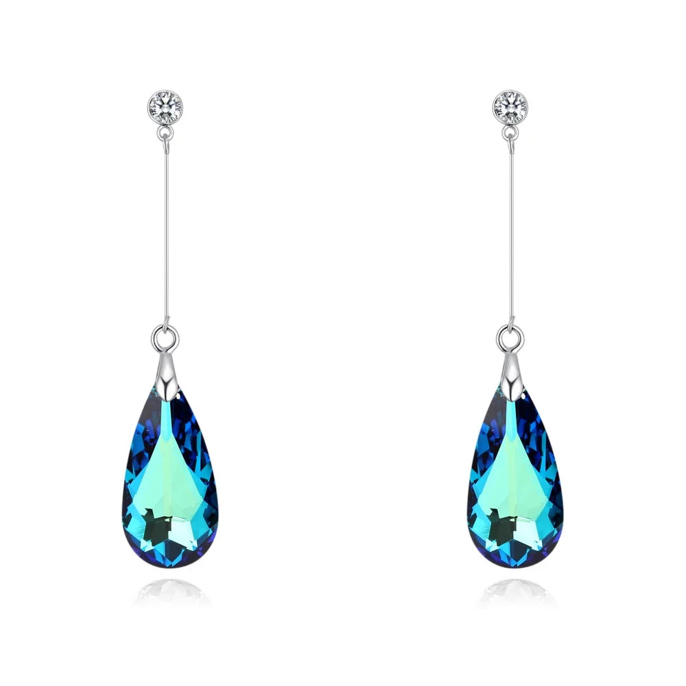 Original Crystal from Austria Water Drop Earrings For Women Earrings Fashion Long Dangle Earrings Wedding Christmas Jewelry