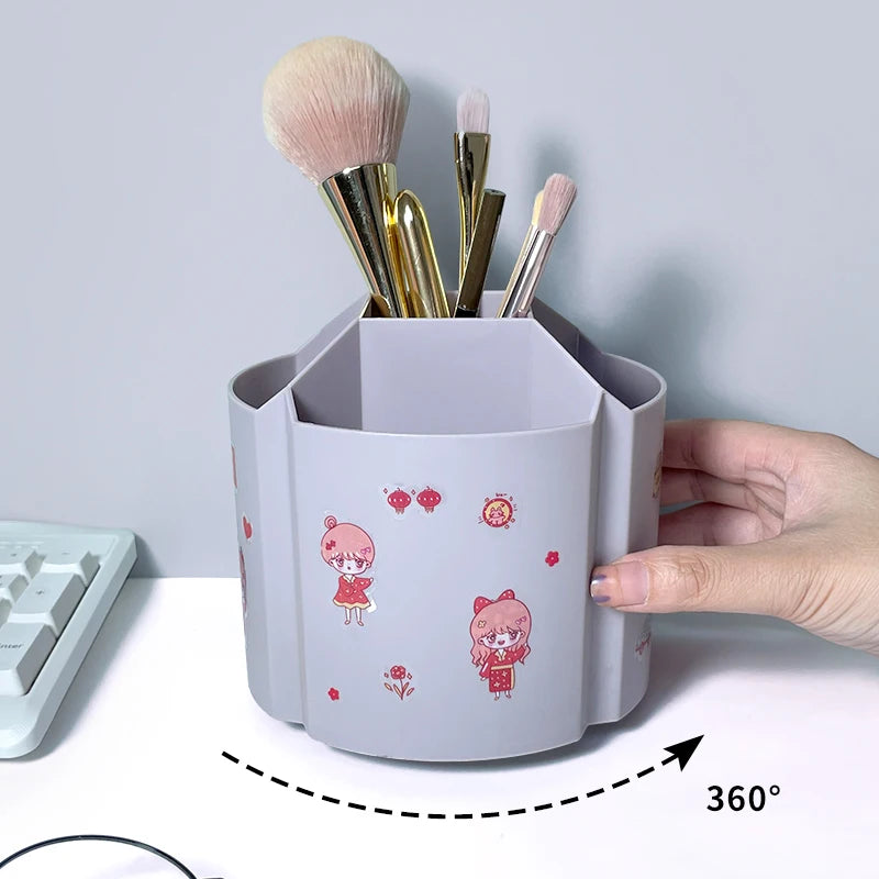 360-degree Rotating Pen Holder Large Capacity Office Desktop Stationery Storage Box Multifunctional Brush Holder Pen Box for Stu