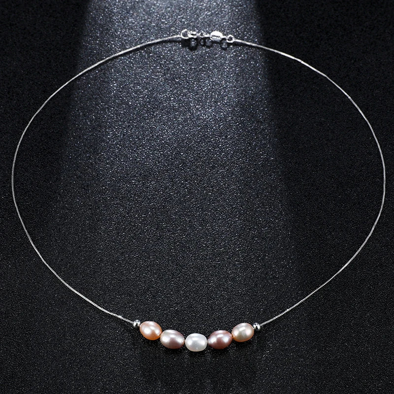 Hemasa 6-7mm Natural Pearl Candy Smile Chain 925 Sterling Silver  Cute Fashion Pendant Necklace For Women Girls Jewelry