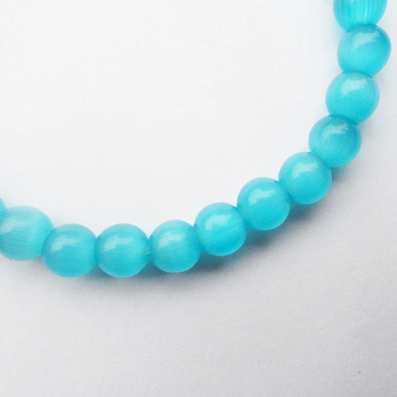 official-website tiki по 1 грн все Natural DIY 6MM Blue Cats Eye Bracelet Women Semi Precious браслет Beaded Pulseras Jewelry