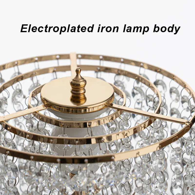 European Romantic Crystal Table Lamp LED Bedside Desk Light Bedroom Night Light High Quality Adjustable Warm White Modern Luxury