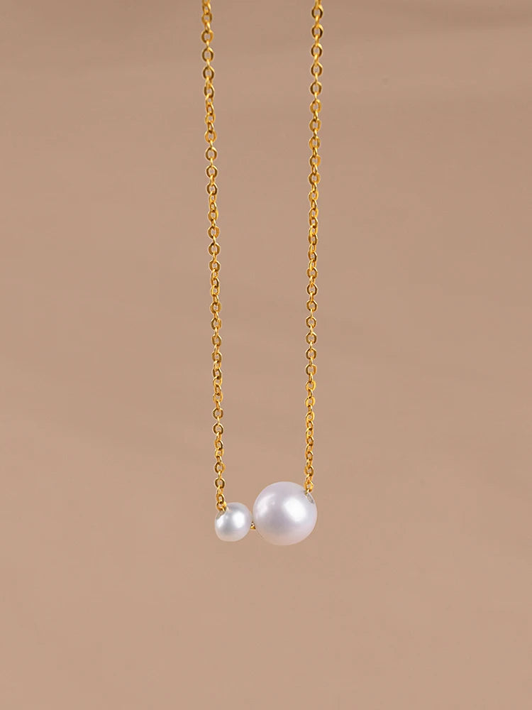 Hemasa 4-8mm round freshwater Pearl 925sliver golden plated necklace for Women Girl's choker jewelry