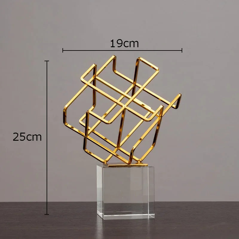 Creative Metal Geometric Ornaments Desk Decoration Ornaments Modern Decor Gold/silver Alloy Crafts Geometric Artwork Statue