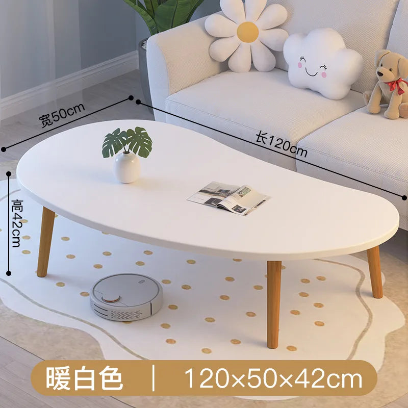 Formwell 120*50cm top Mango-Shaped Oval Coffee Table Sofa Table Accent Table for Living Room easy assembling
