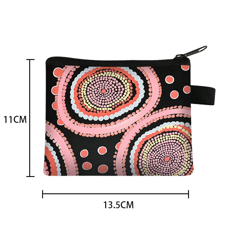 Australian Aboriginal Dot Print Coin Purse Indigenous Cultural Art Coin Bag Mystery Abstract Life Symbol Credit Card Purse Gift