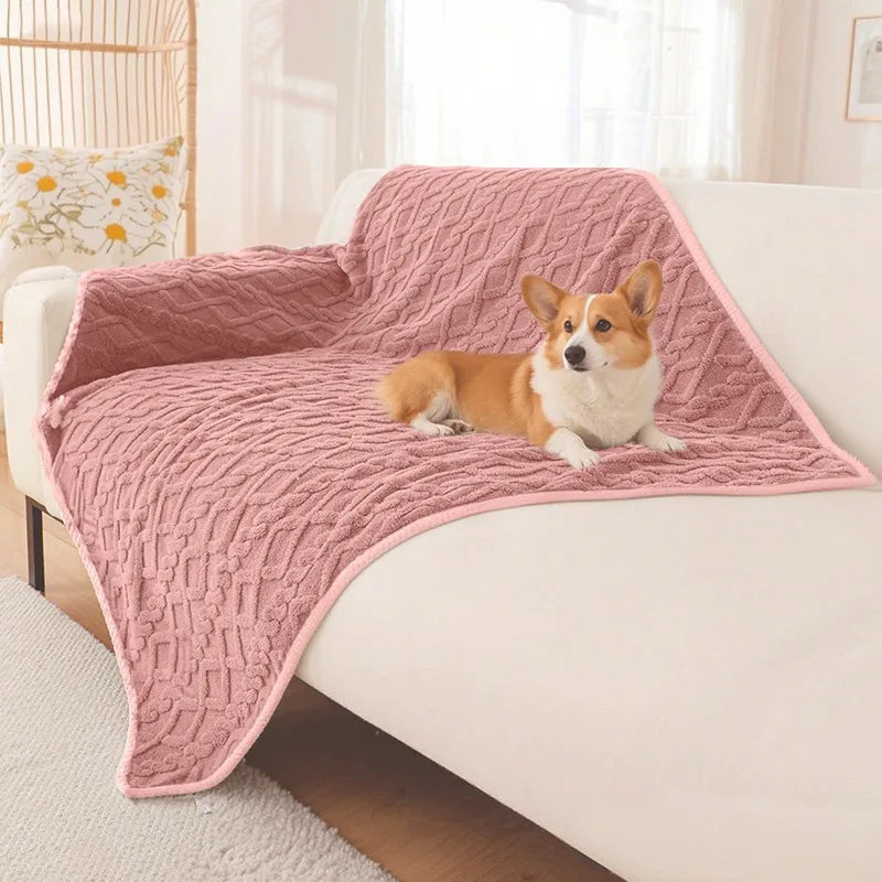 Waterproof & Scratch-Resistant Pet Blanket - Heavy Fleece Non-Slip Couch Cover for Cats and Dogs, Reversible Protector for Bed