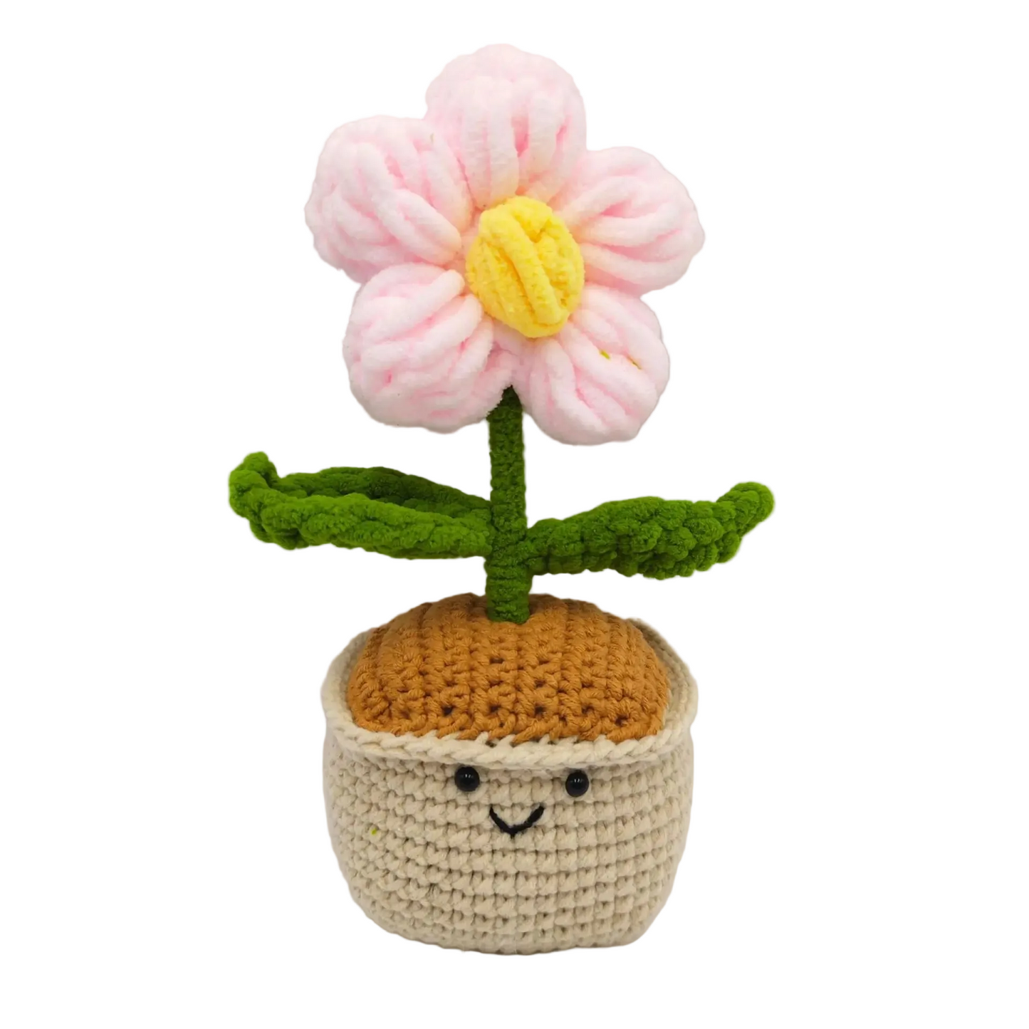Hemasa Crochet Puff Flower Potted Desk Decor /Handwoven Flower /Knitting Flowers /Bookshelf Decor /Halloween Gift