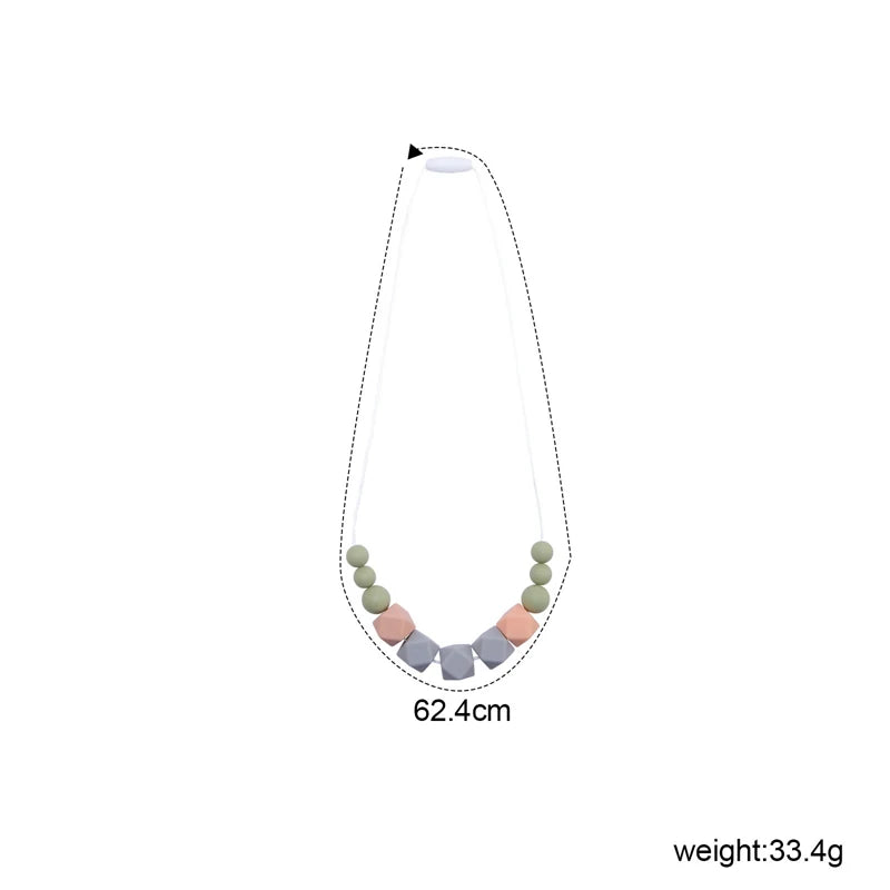 Hemasa Baby Teething Silicone Beads Necklace Food Grade Long Chain