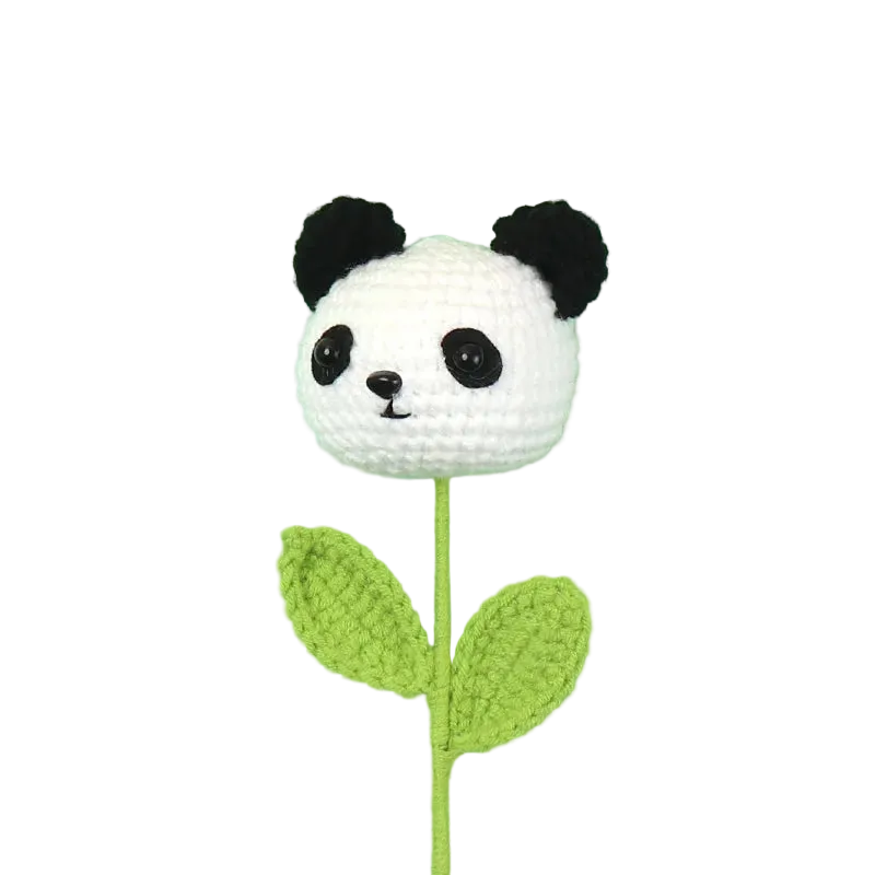 Hemasa 3Pcs Animal Crochet Bouquet Cute Cartoon Hand-knitted Artificial Flowers