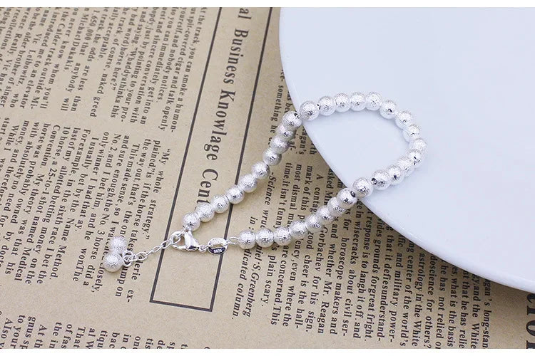 925 Sterling Silver 5MM Bead Frosted Exquisite Bracelet For Women Fashion Engagement Wedding Charm Jewelry Fashion Party Gifts