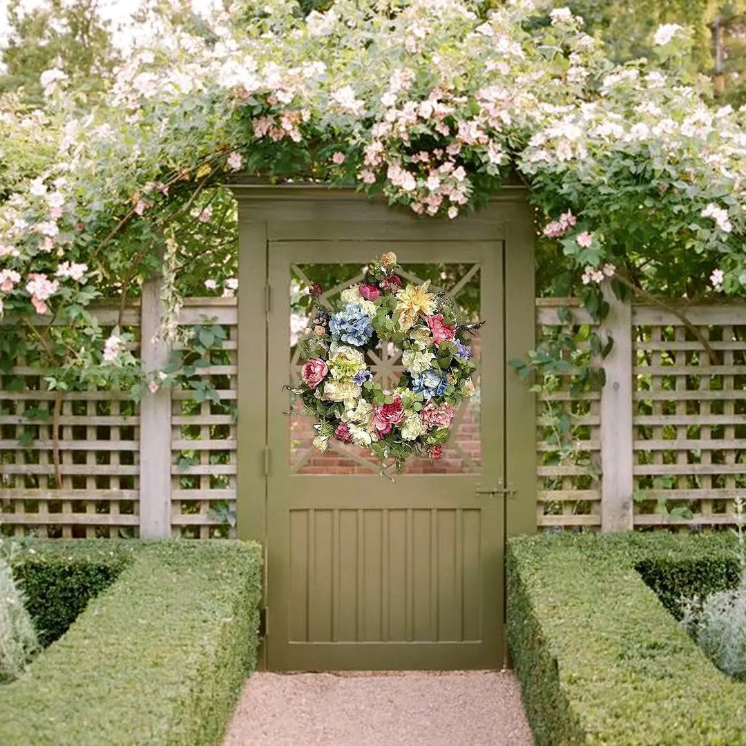 Rainbow Hydrangea Artificial Wreath Flowers Garland Front Door Home Decor Wreath Decorative Fake Flower Home Door Decors 2023