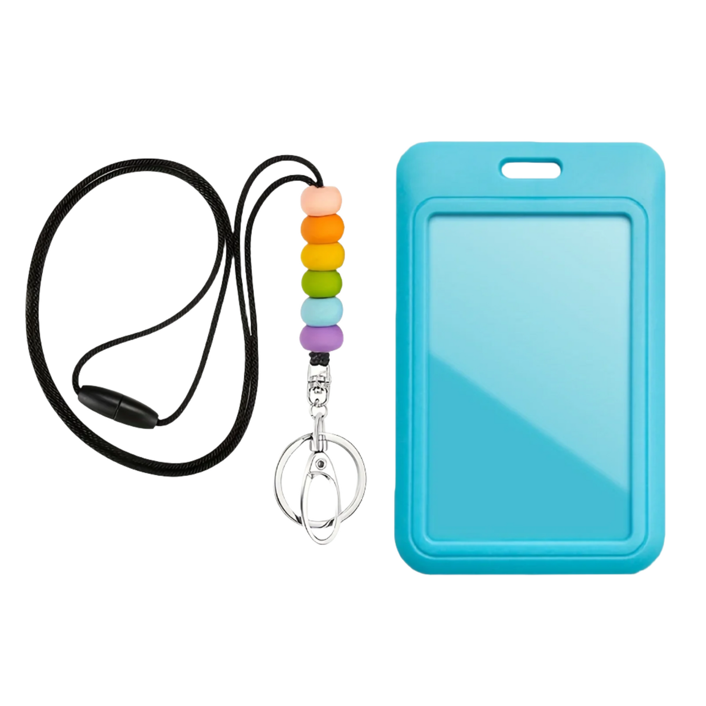 Hemasa Silicone Beaded Neck Breakaway Teacher Lanyard with Sliding ID Card Badge Holder for Keys,Keychain,Great Gifts for Women,Staff