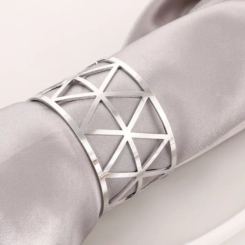 3/6/12Pcs Gold Silver Napkin Ring Hollow Paper Napkin Buckles Napkin Holder Birthday Wedding Christmas Party Decor Dinner Table
