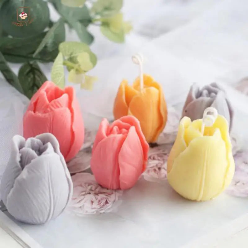 High Quality Tulip Bud Mold Silicone 3d Candle Soap Mold Diy Flower Candle Epoxy Mold Aromatherapy Wax Soap Mold