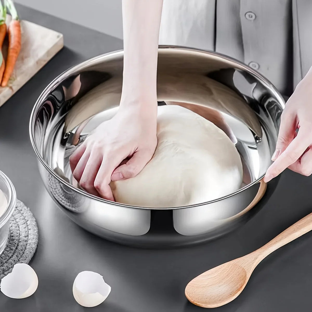 Tejesa Stainless Steel Large Capacity Bowl, Vegetables, Stirring Salads