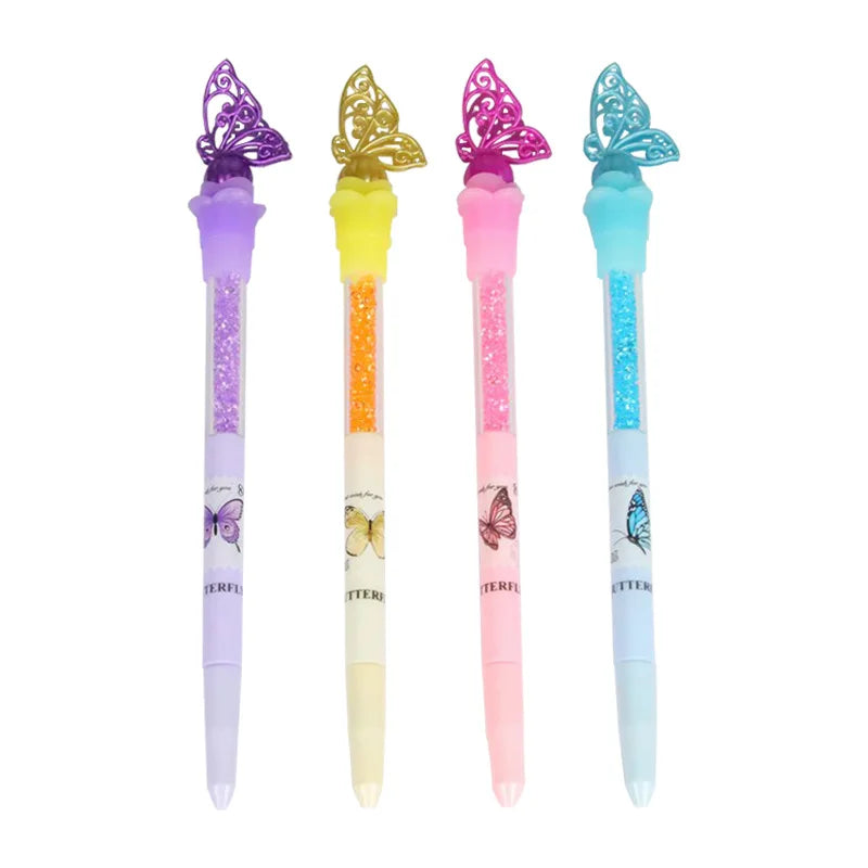 20cm Creative Butterfly Sequins Quicksand Gel Pen Instagram Fairy Pen Cute Cartoon Quicksand Gel Pen Student Stationery Gift
