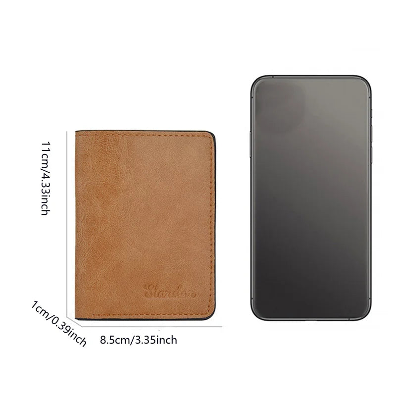 New Style Mini Thin Men Wallet Card Holder Purse Coin Pouch Card Holder Short Vertical PU Leather Wallet Change Money Pouch