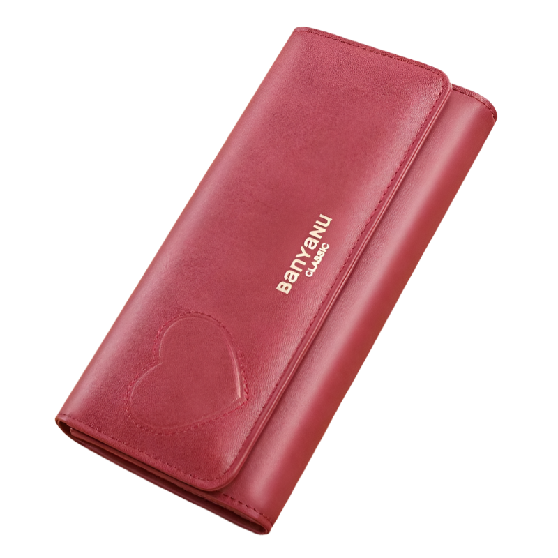 Genuine Leather Rfid Long Women Wallets Clutch Zipper Coin Pocket Female Cute Heart Wallet Card Holder Phone Bag New Women Purse