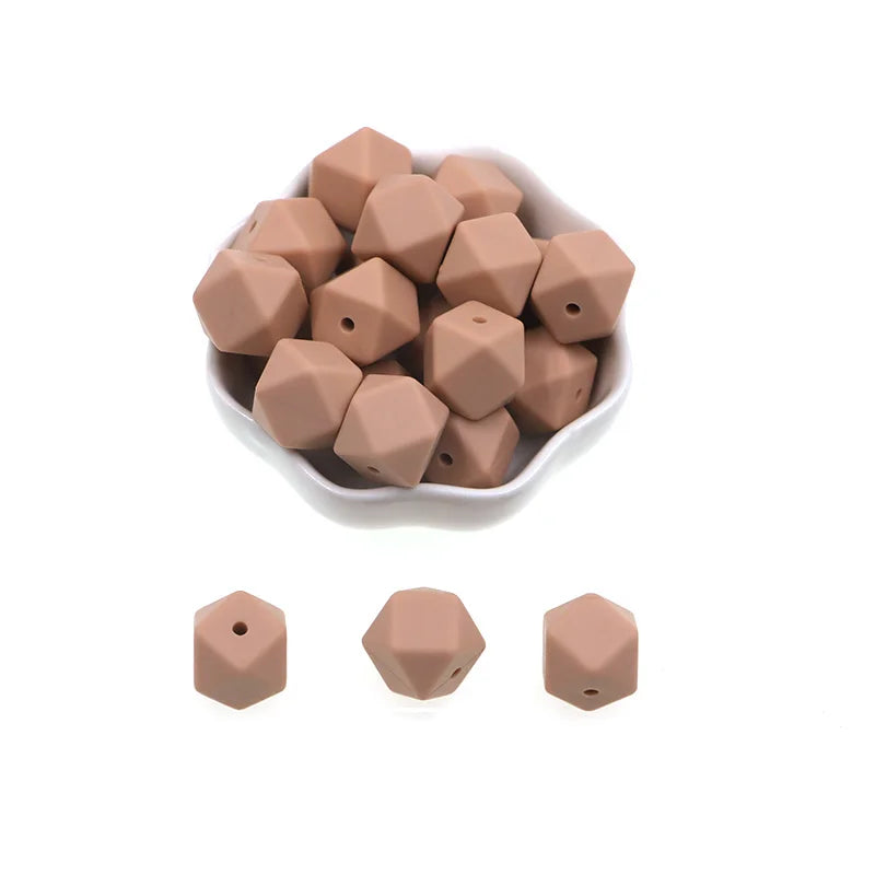 Kovict 14mm Hexagon Silicone Beads 100/200/500Pcs For Jewelry Making DIY Personalized Bracelet Pacifier Chain Accessories