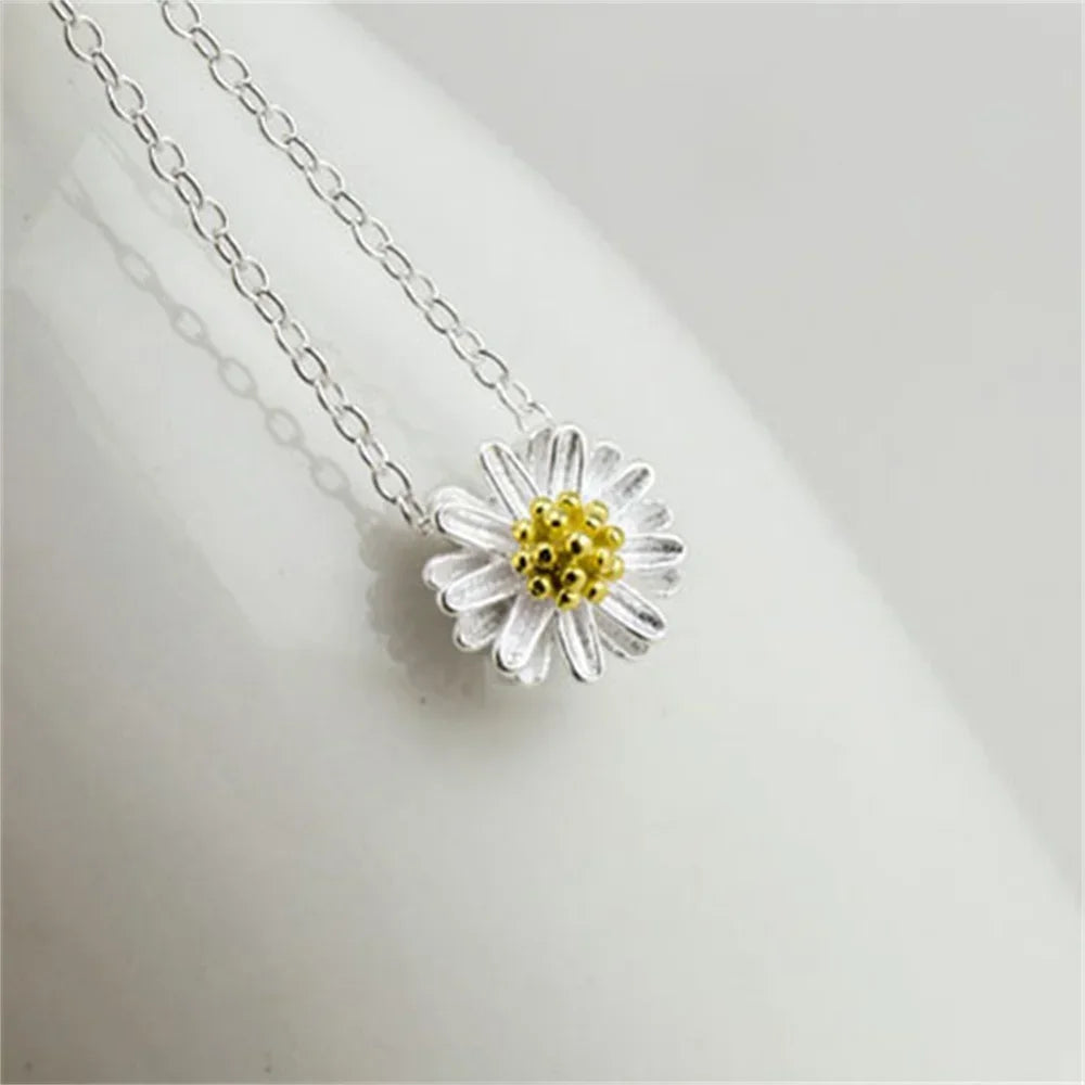 SAIYE S925 Sterling Silver Women's Chrysanthemum Pendant Necklace (40cm + 3.5cm) Luxury Jewelry Free Shipping