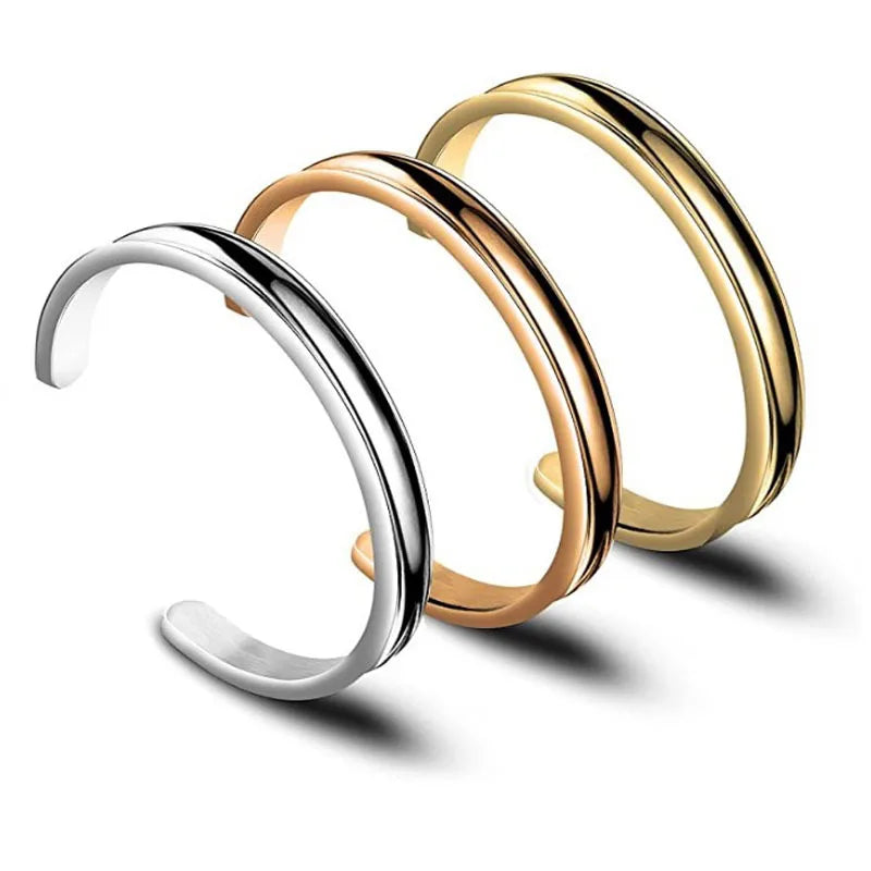 Minimalist Opening Stainless Steel Bangles for Women Gold Plated Hypoallergenic Bracelets Female Party Jewelry Women Bijoux