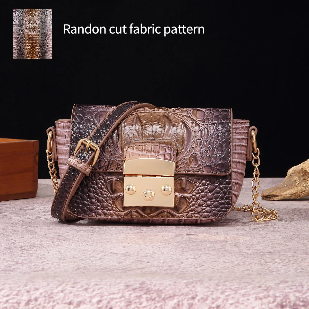 Colorful Crocodile Pattern Mini Lock Flip Phone Bag Crossbody Bag Classic
