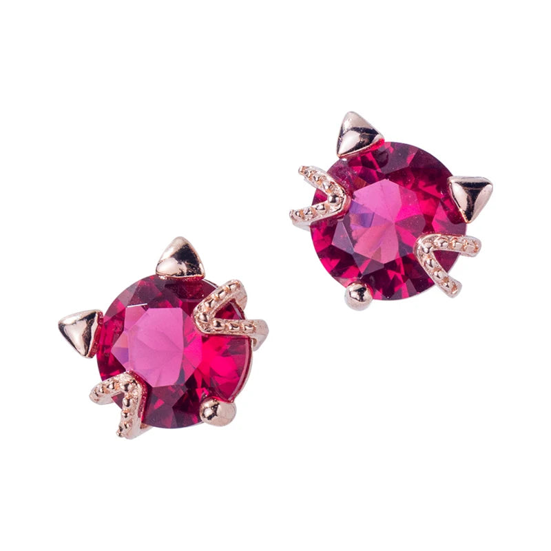Modian High Quality 100% 925 Sterling Silver Cute Rose Gold Color Cat Stud Earrings for Women Sterling Silver Jewelry Gift