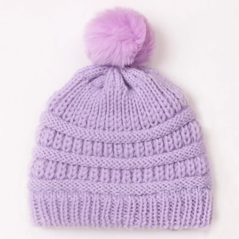 Autumn Winter Baby Hat for Girls Beanie Bonnet Kids Cute Pompoms Knit Hats Solid Newborn Accessories Warmer Stuff Toddler Cap