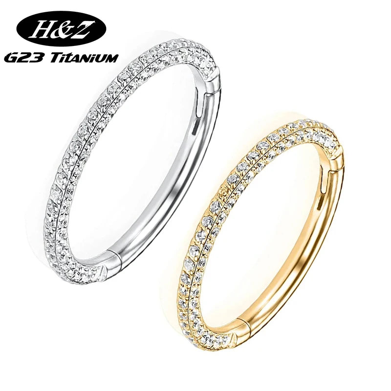 1PC G23 Titanium Piercing Hinged Nose Ring Daith Earring Clicker Nose Septum Hoop CZ Helix Conch Cartilage Jewelry Wholesale 16G