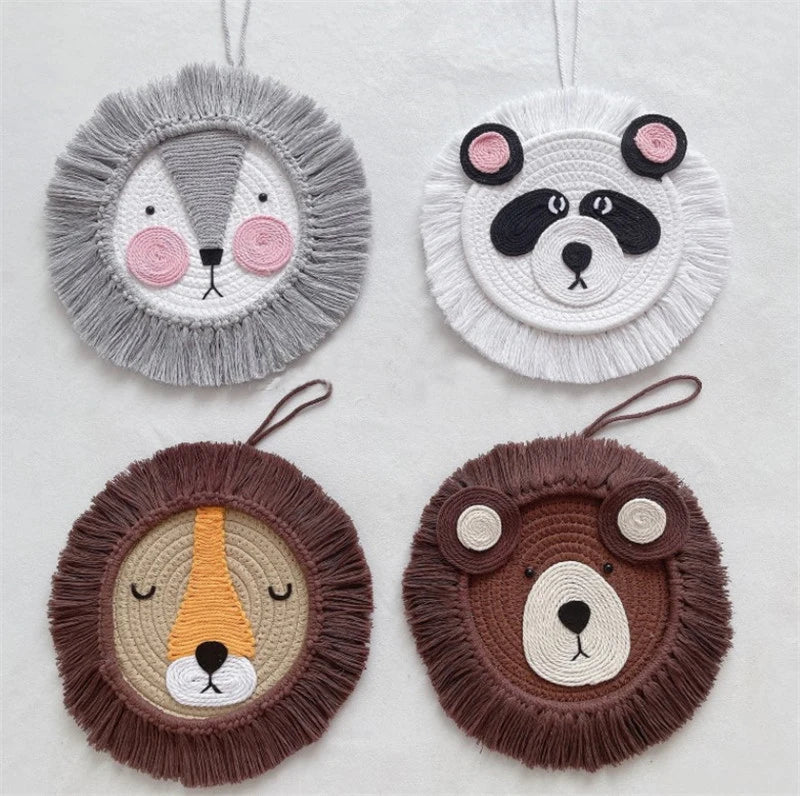 Nordic Nursery Baby Girl Boy Room Decor Kids Bedroom Animal Decor Handmade Lion Boys Kids Room Nursery Hanging Wall Decoration