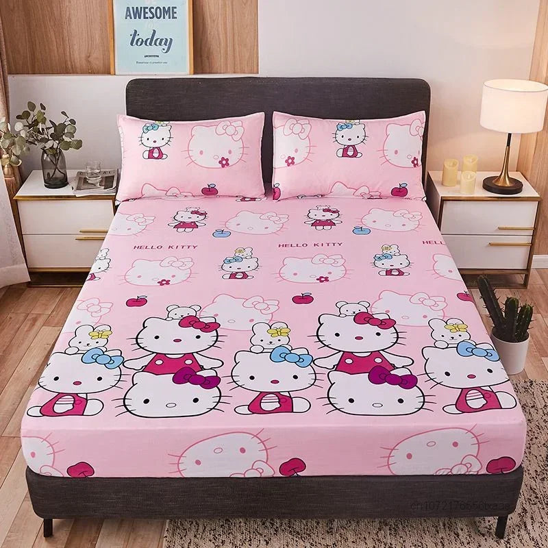 Hemasa Hello Kitty Fitted Sheets / Mattress Protector Anti-slip Fitted Sheets
