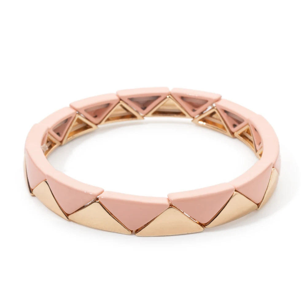 Tejesa 6.5x13mm Colorful Triangle Enamel Elastic Beads Bracelets For Women/Girls