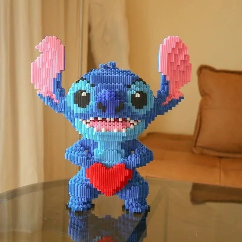 33CM Very Large Heart Shaped Stitch Building Block Toy Small Grain Brick for Kid Over 12 Years Adult Christmas Present