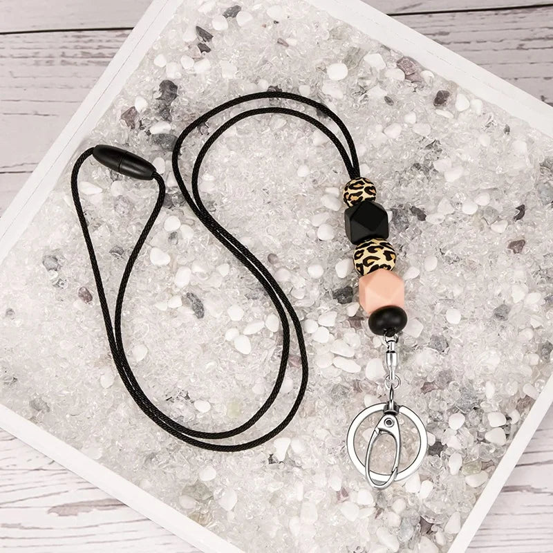 Hemasa Teacher Lanyards For ID Badges For Teens Silicone Beaded Lanyards For Keys For Women Nurse Office Worker