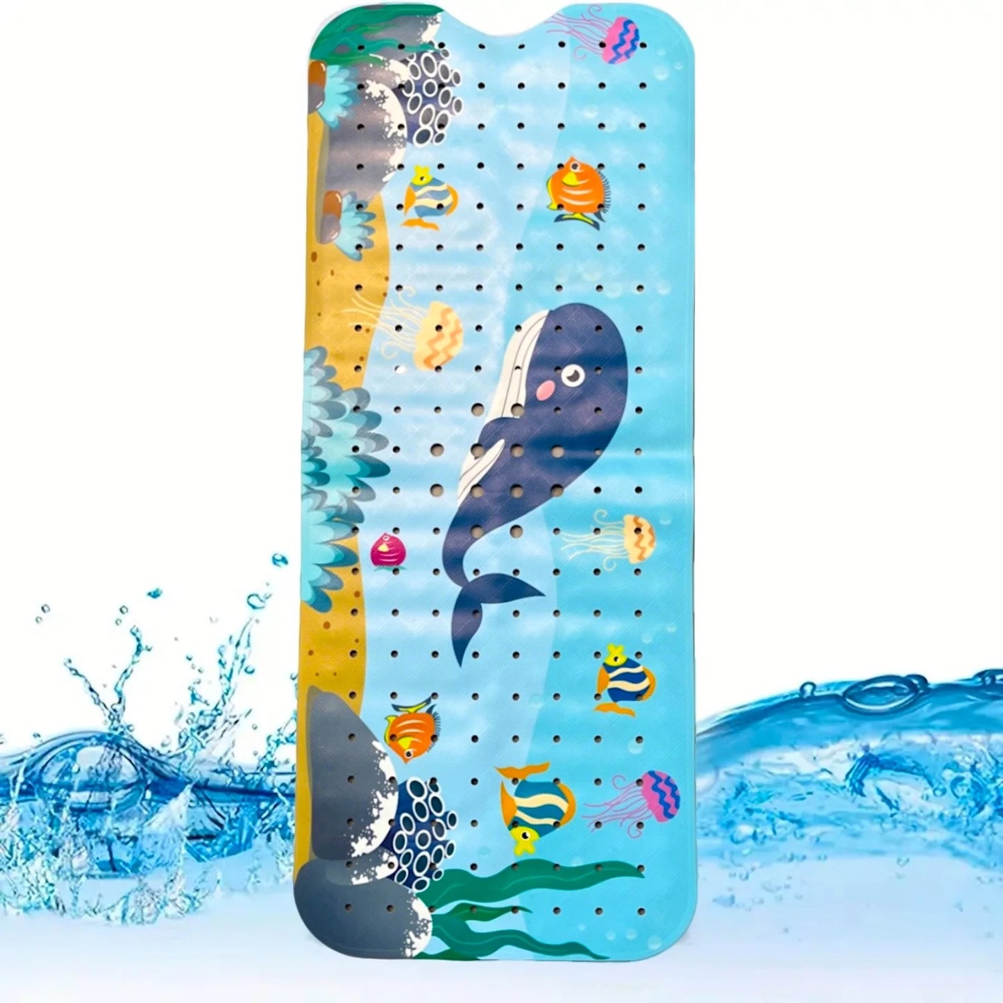 1pc Non Slip Bathtub Mats, 40x100cm Cartoon Ocean Bath Mats with Suction Cups & Dran Holes, PVC Shower Mats Bath Rugs Quick Dry