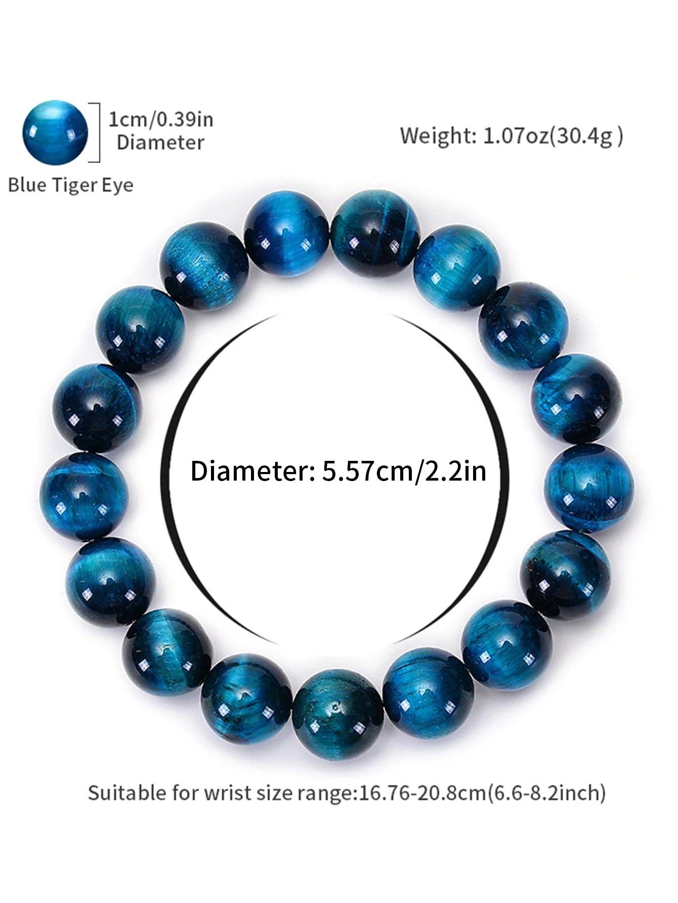 OAIITE Natural Stone Blue Tiger Eye Beaded Bracelet Men Women Yoga Meditation Charm Bracelet Heal Energy Pulseras Jewelry Gift
