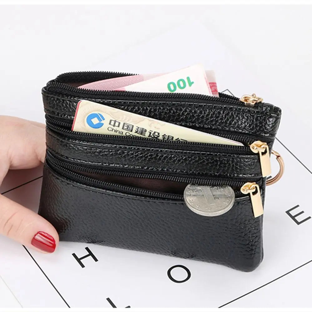 Hemasa Women Wallet Clutch Three Zip Female Short Small Coin Purse / Soft Mini Card Holder Wallet Money Bag