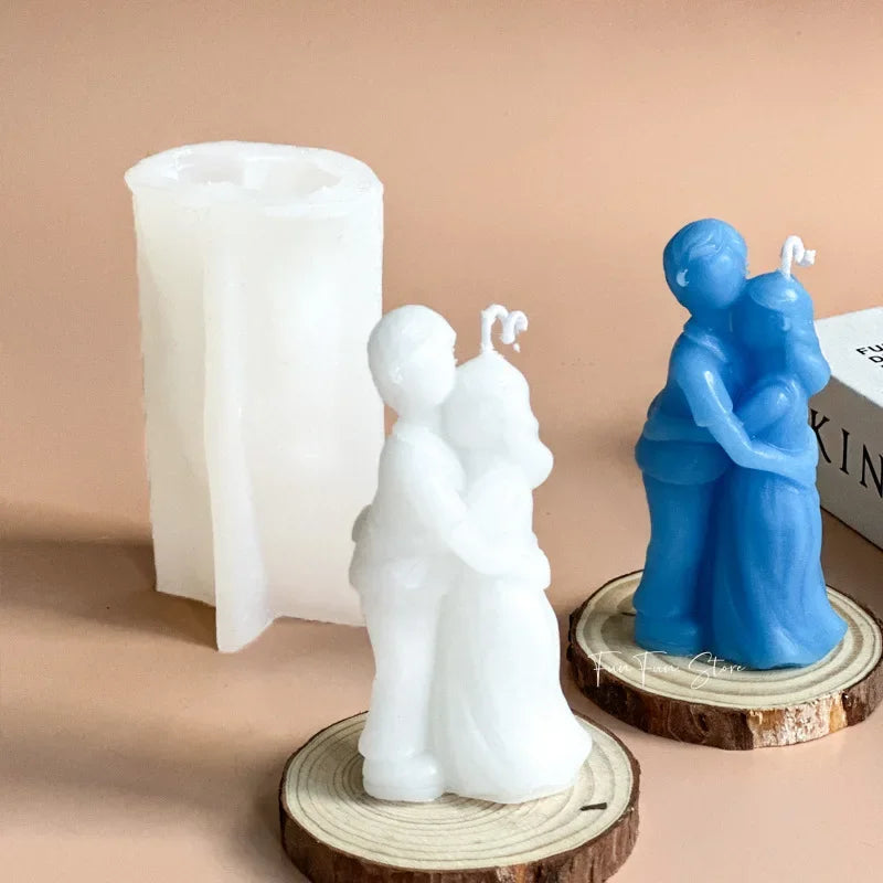 Boys and Girls Hugging Candle Silicone Mold Body Hugging Plaster Drops Glue Artwork Making Tools Valentine's Day Gift Home Decor