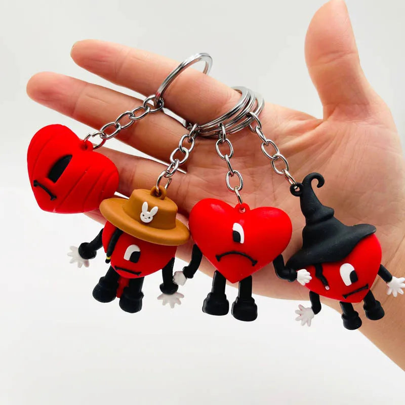 Hemasa Silicone Soft Rubber 3D Rabbit Bad Bunny Keychain Heart Pendant / Halloween Pumpkin Key Pendant Gifts