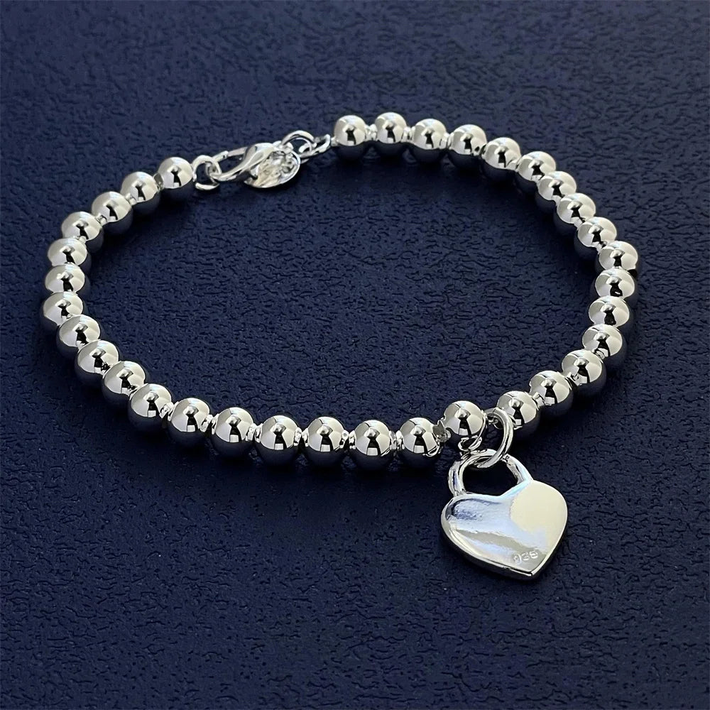 925 Sterling Silver Bracelet Buddha Beads Heart Card Charm Fashion Women Wedding Party Gift Jewelry