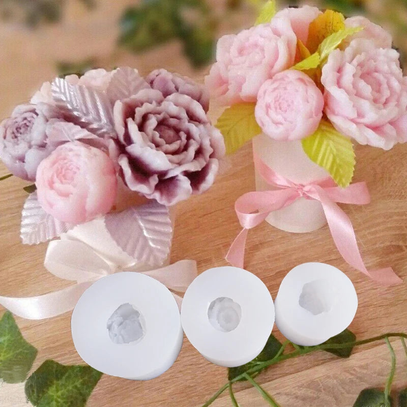 Peony Flower Candle Wax Silicone Mould for DIY Decoration