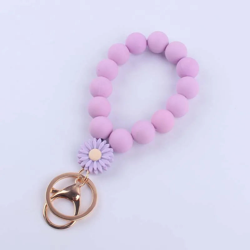 Hemasa Silicone Round Beads  Coloured  Keychain /Women Wristlet Bracelet Keyring