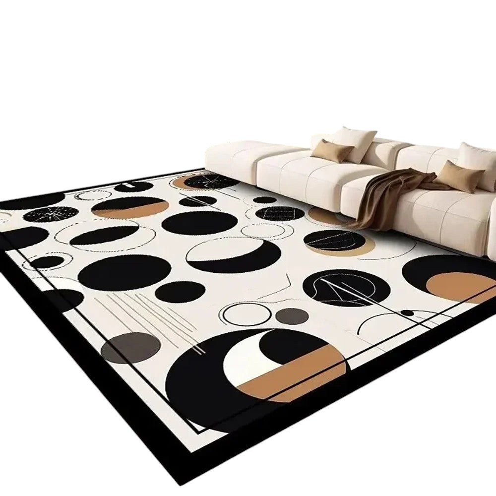 Tejesa Large Flannel Rug Luxury Plaid Non-Slip Living Room Bedroom Mat Stain Resistant Washable Bedside Home Decor Rug