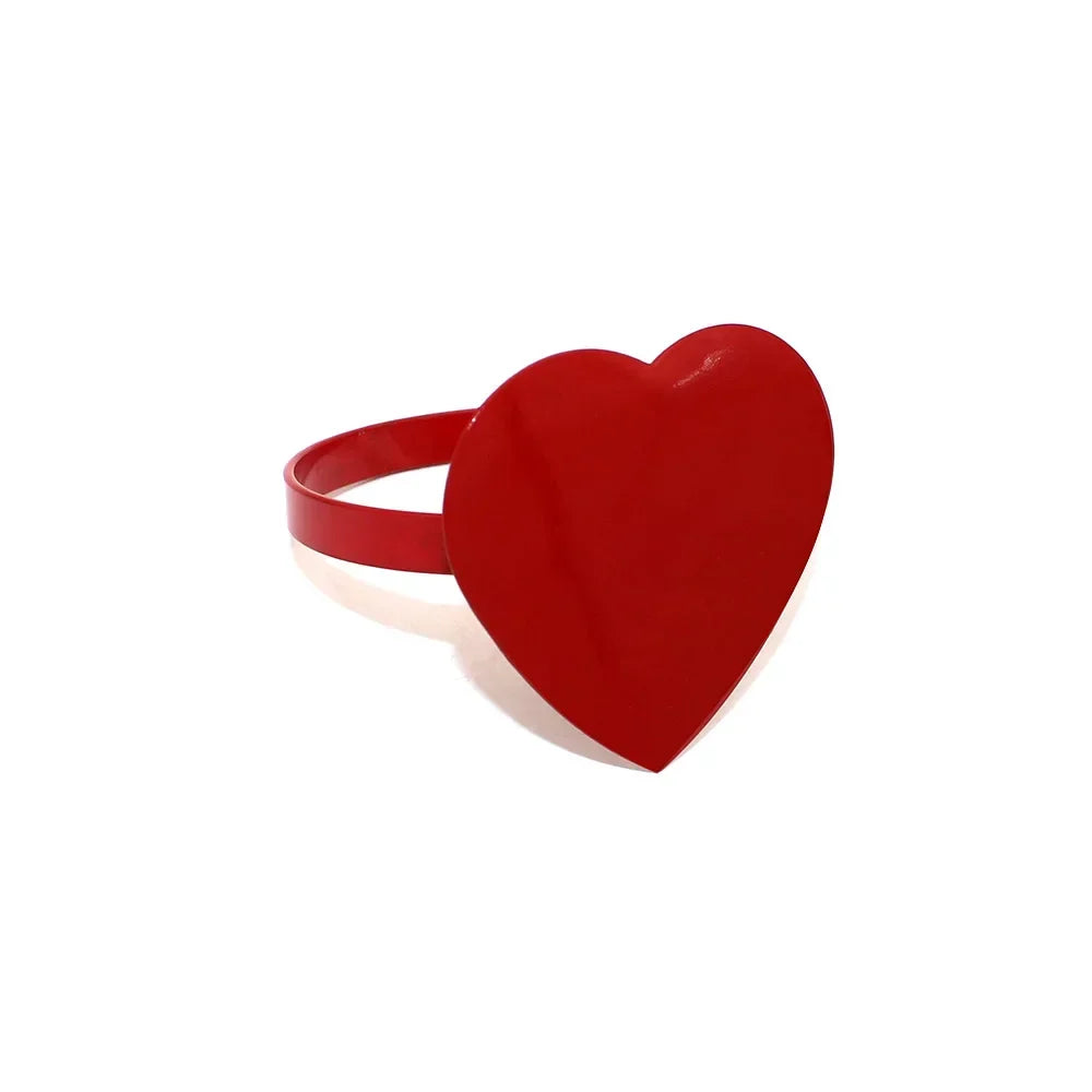 Hemasa 6PCS/SET Red Heart Napkin Rings