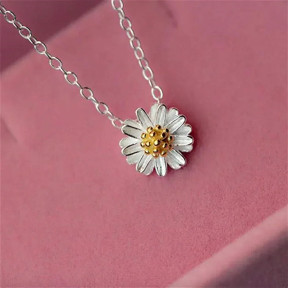 SAIYE S925 Sterling Silver Women's Chrysanthemum Pendant Necklace (40cm + 3.5cm) Luxury Jewelry Free Shipping