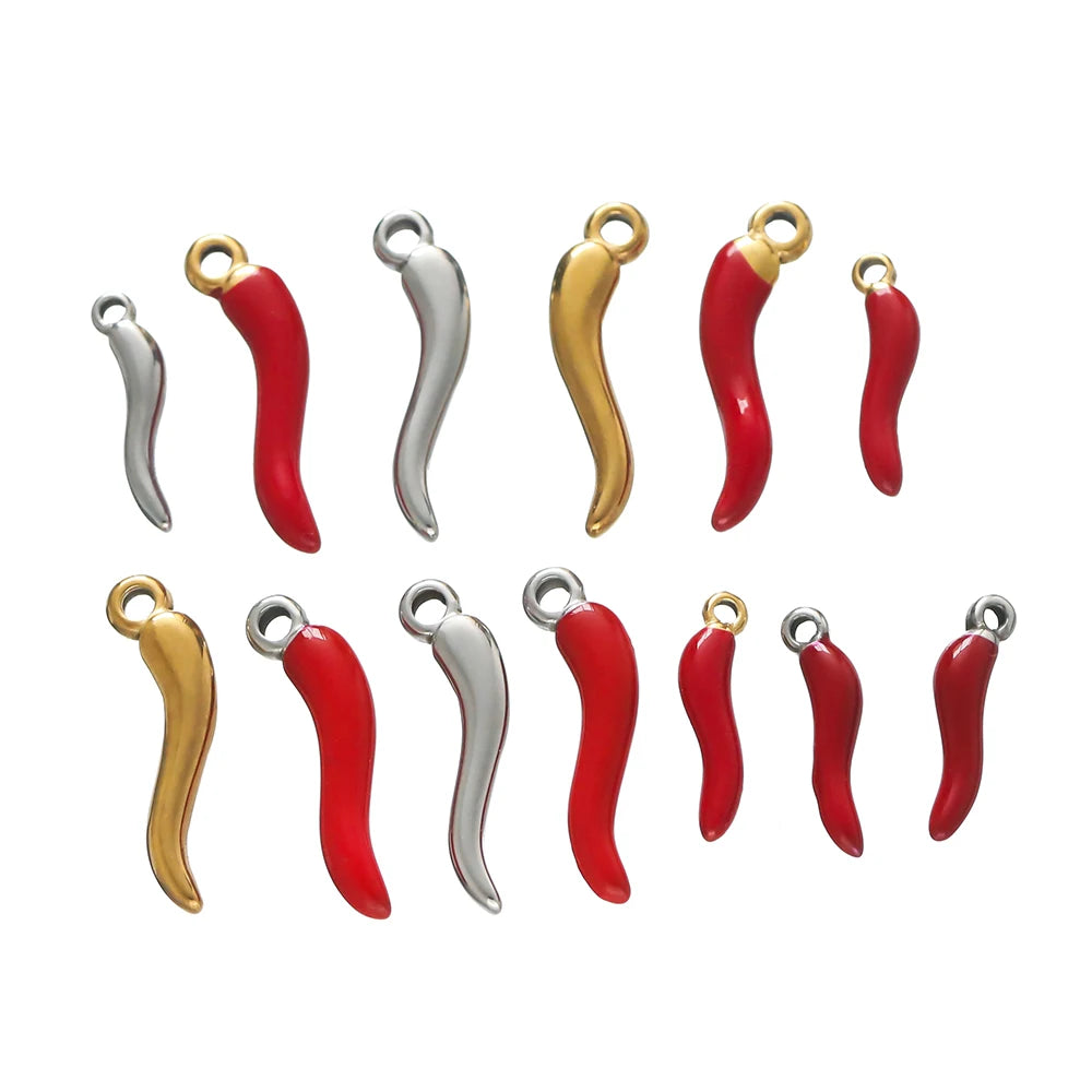 5pcs/lot Stainless Steel Multiple Metal Small Capsicum Pendants for DIY Bracelet Necklace Beads Jewelry Making Accessories